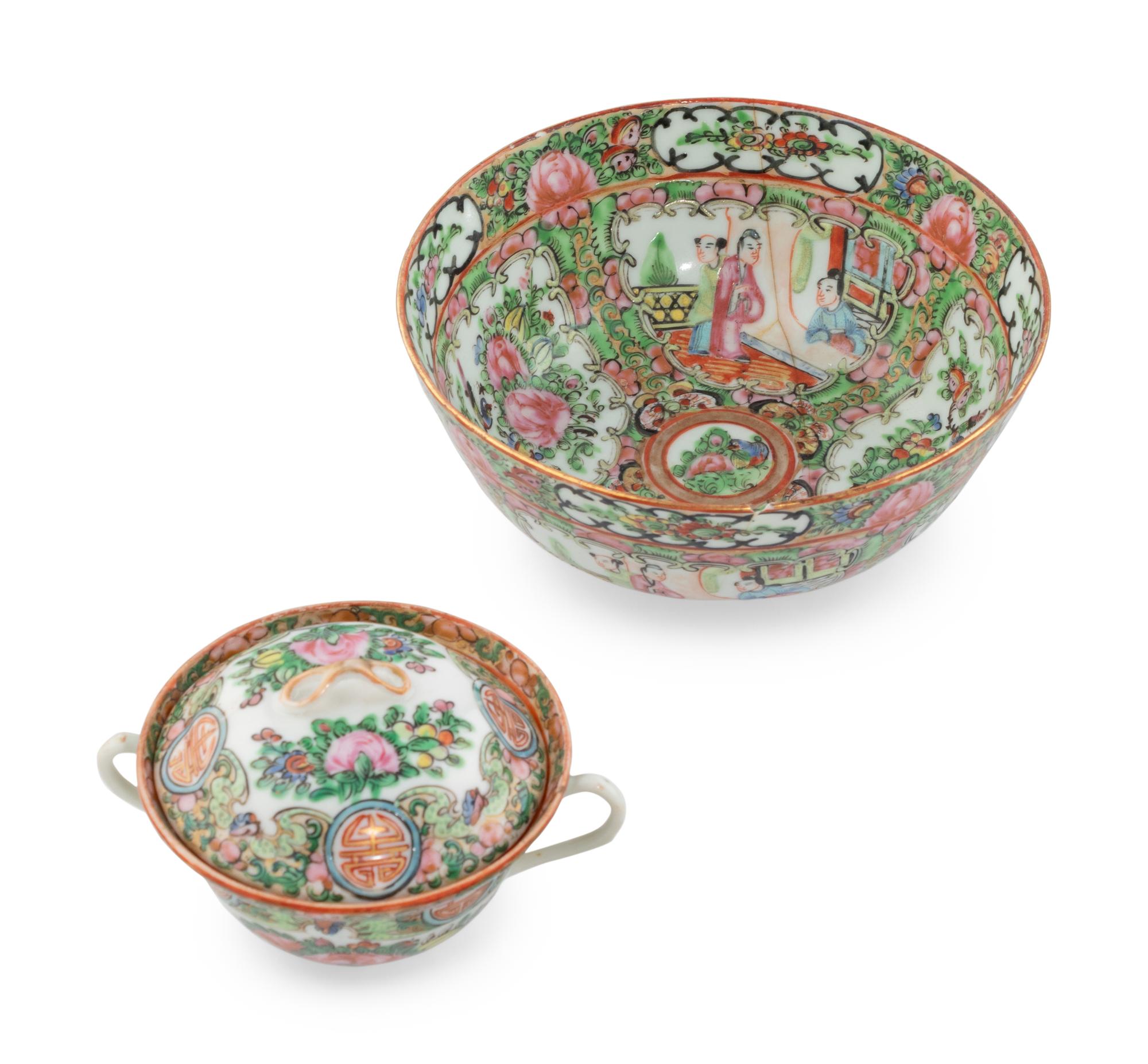 A Collection of Chinese Export Rose Medallion Porcelain Articles