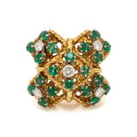 Emerald, Diamond and Yellow Gold Ring
