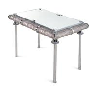 An Art Deco Style Frosted Glass, Mirror and Chrome Side Table