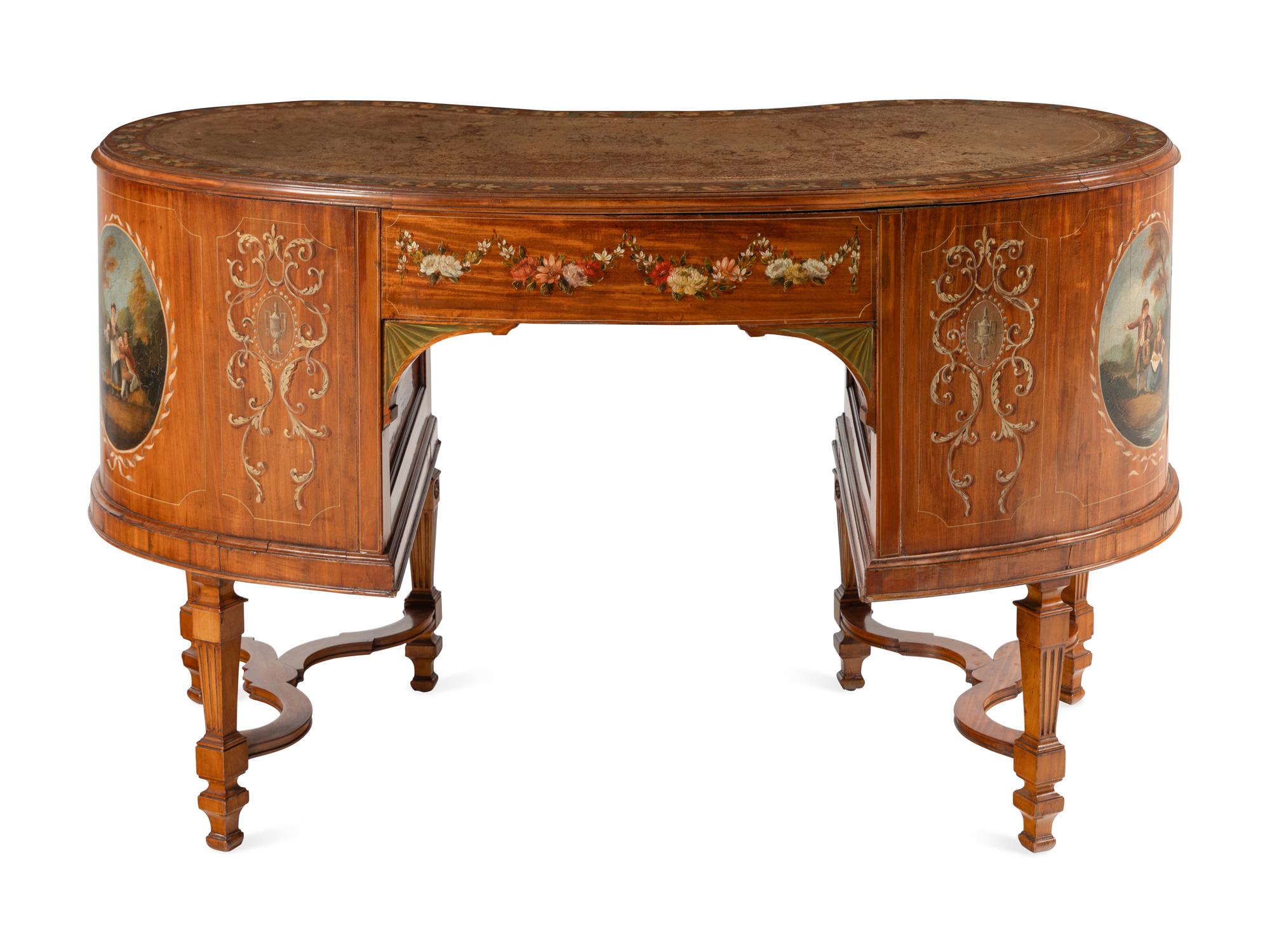 An Edwardian Painted Satinwood Desk
