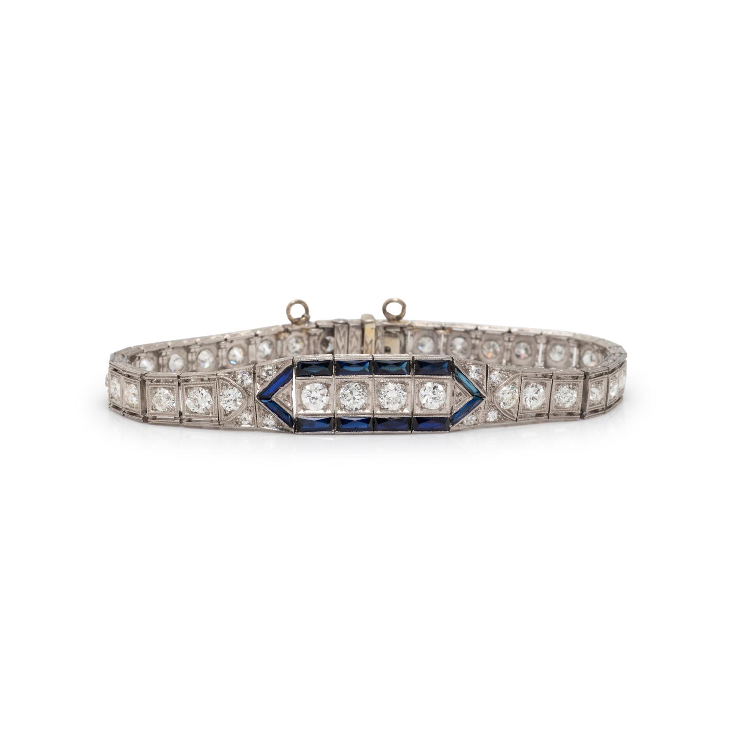 ART DECO, DIAMOND AND SYNTHETIC SAPPHIRE BRACELET