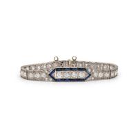 ART DECO, DIAMOND AND SYNTHETIC SAPPHIRE BRACELET