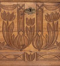 A Carved Pine Blanket Chest