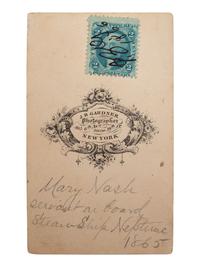 [EARLY PHOTOGRAPHY]. CDV of a young African American woman identified as a servant aboard the USS Neptune . New York: J.B. Gardner, ca 1865-1866.