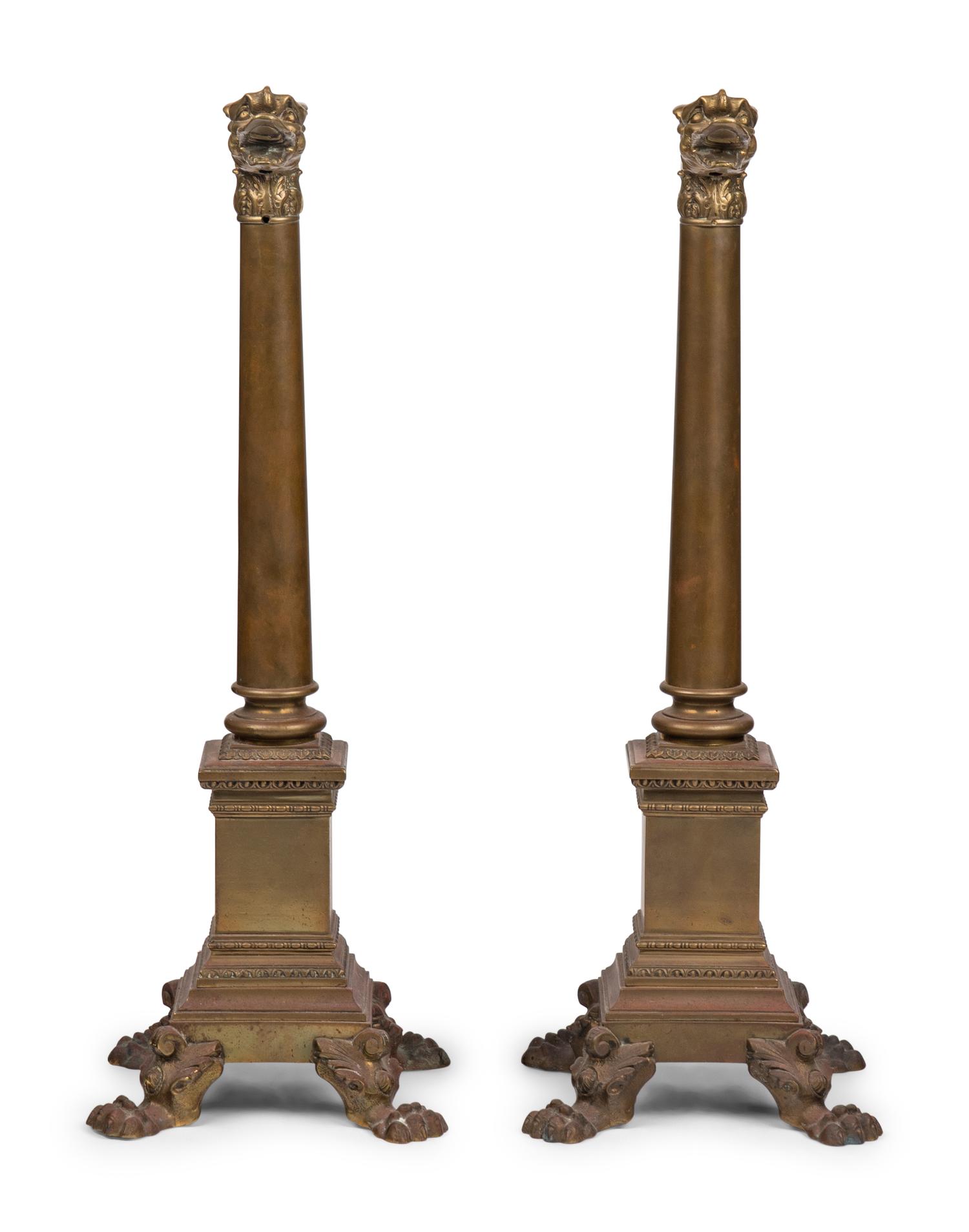 A Pair of English Brass Dragon-Form Andirons