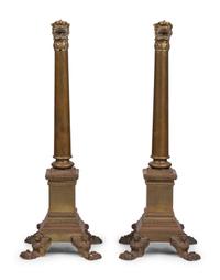 A Pair of English Brass Dragon-Form Andirons