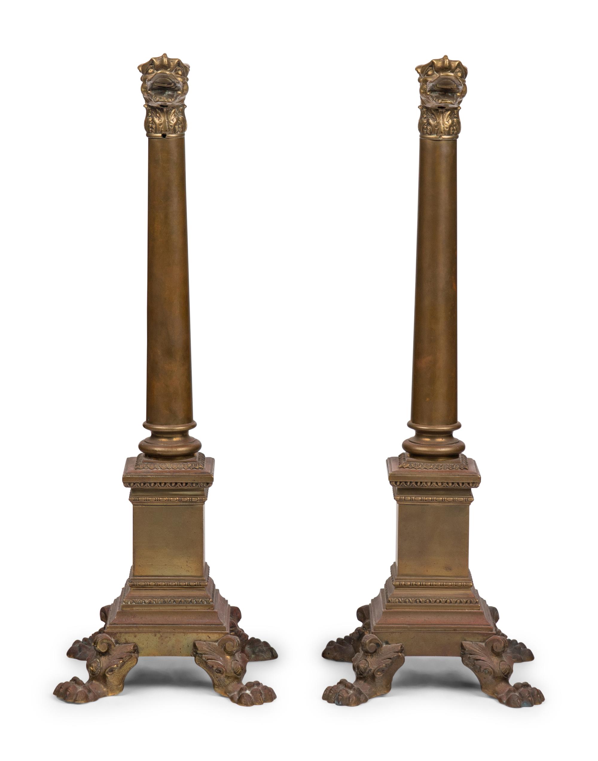A Pair of English Brass Dragon-Form Andirons
