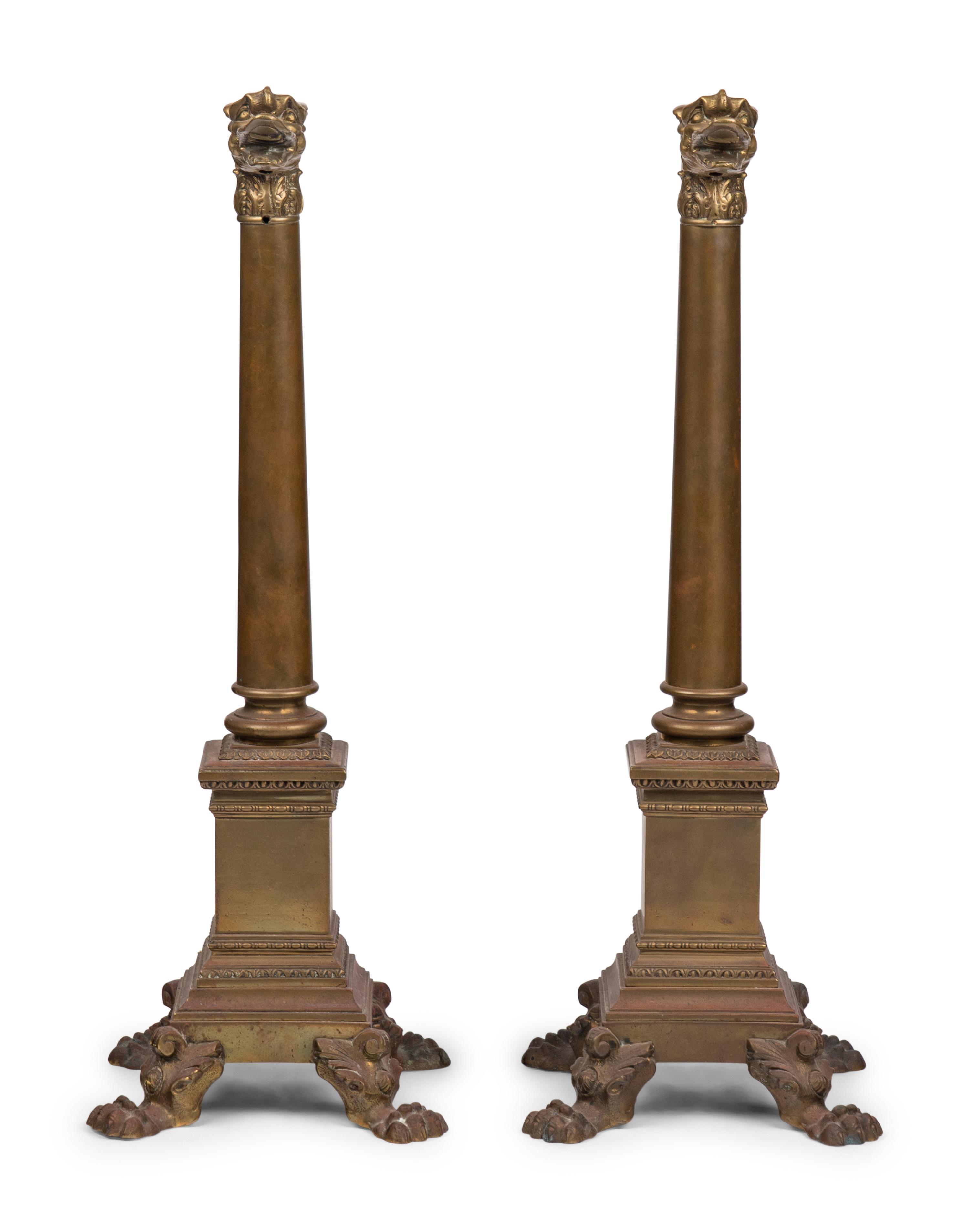 A Pair of English Brass Dragon-Form Andirons
