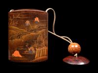 A Polychrome, Gold and Black Lacquer Four-Case Inro