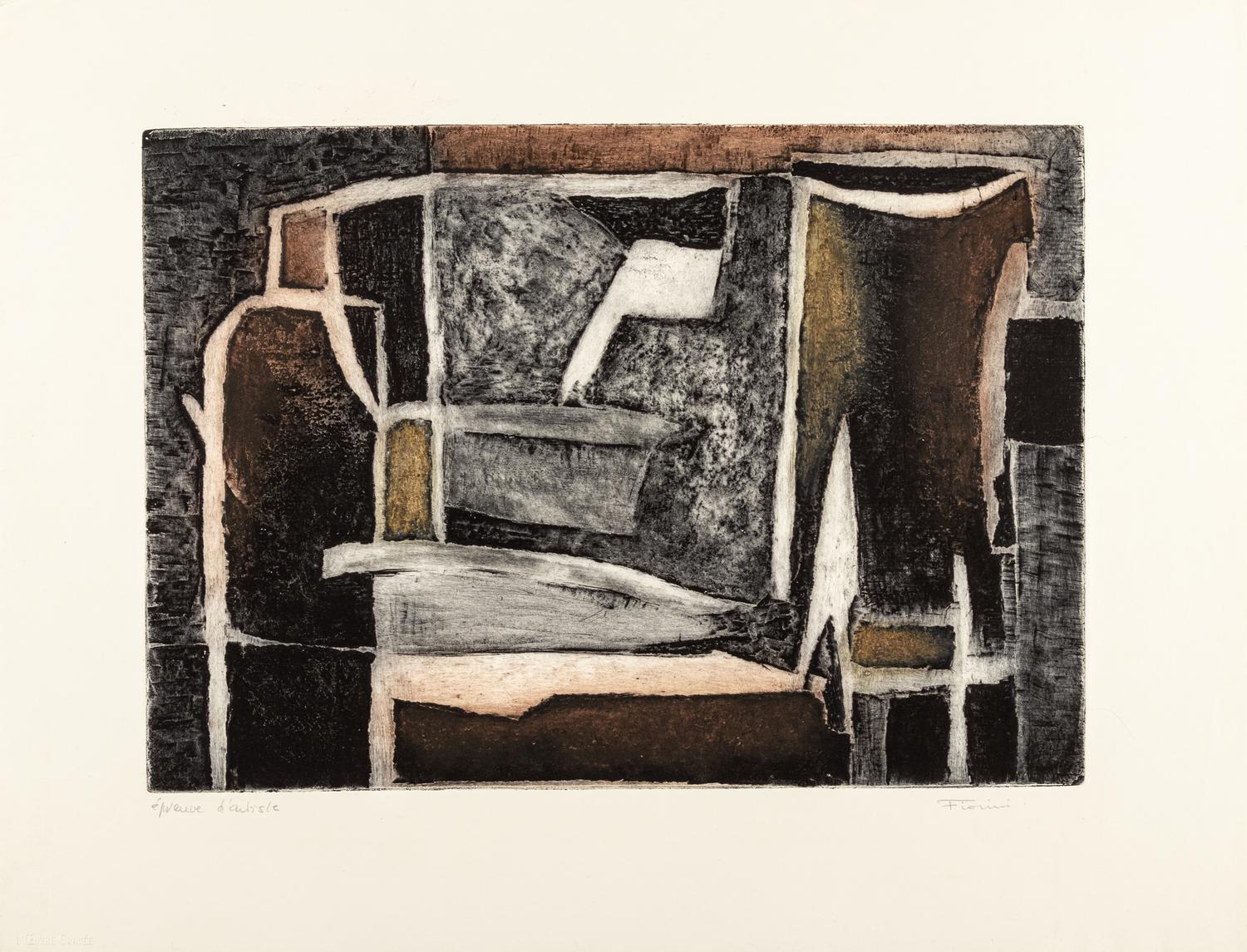 A Group of Three Prints by Gérard Ernest Schneider, and Marcel Fiorini, one of which After Roger Bissière, 1955-1960