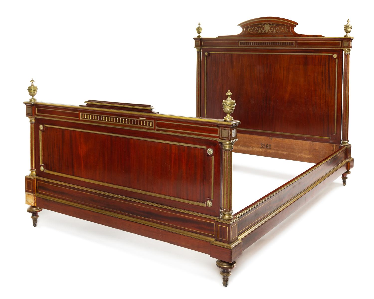 A Louis XVI Style Gilt Metal Mounted Bed Height of bed frame 59 inches. — LATE 19TH/EARLY 20TH CENTURY