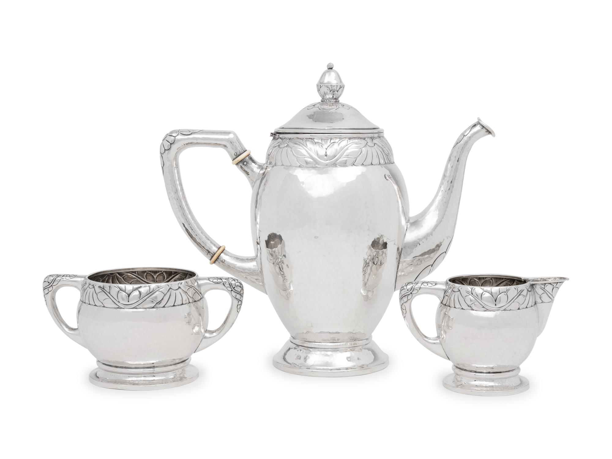 A Danish Silver Three-Piece Coffee Service