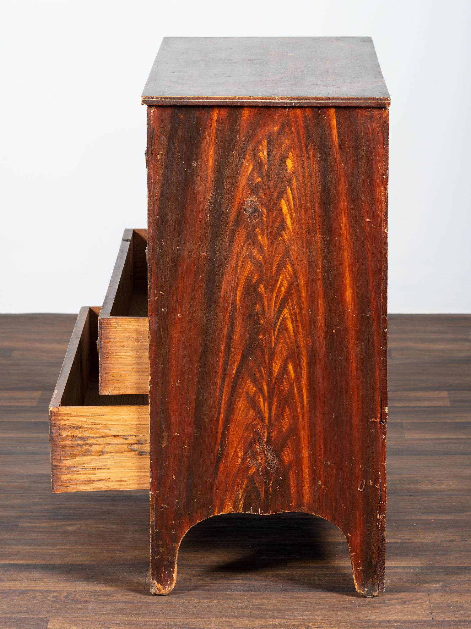 A Federal Grain Painted Pine Two-Drawer Blanket Chest
