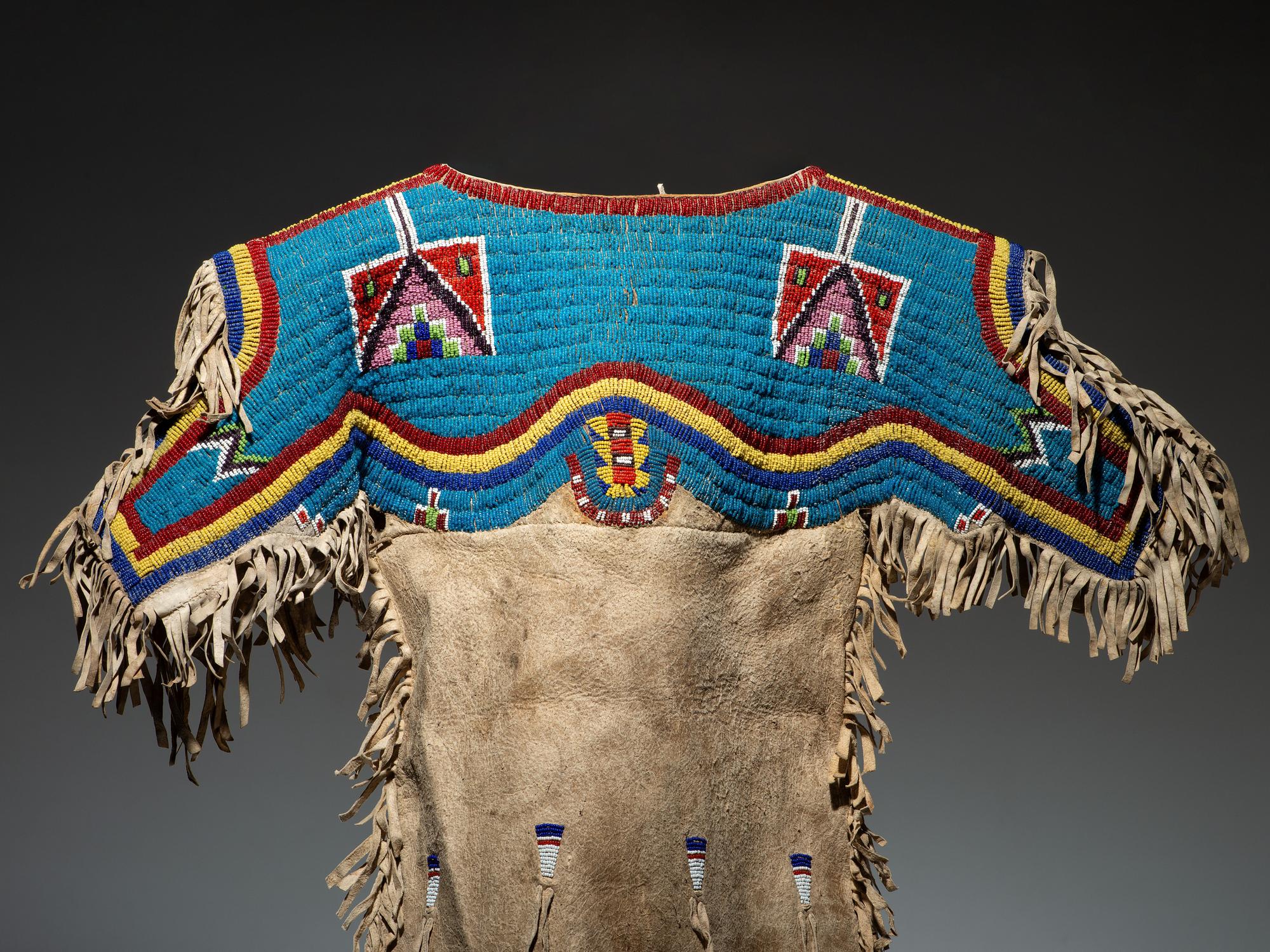 Sioux Girl's Beaded Hide Dress, Leggings, and Moccasins