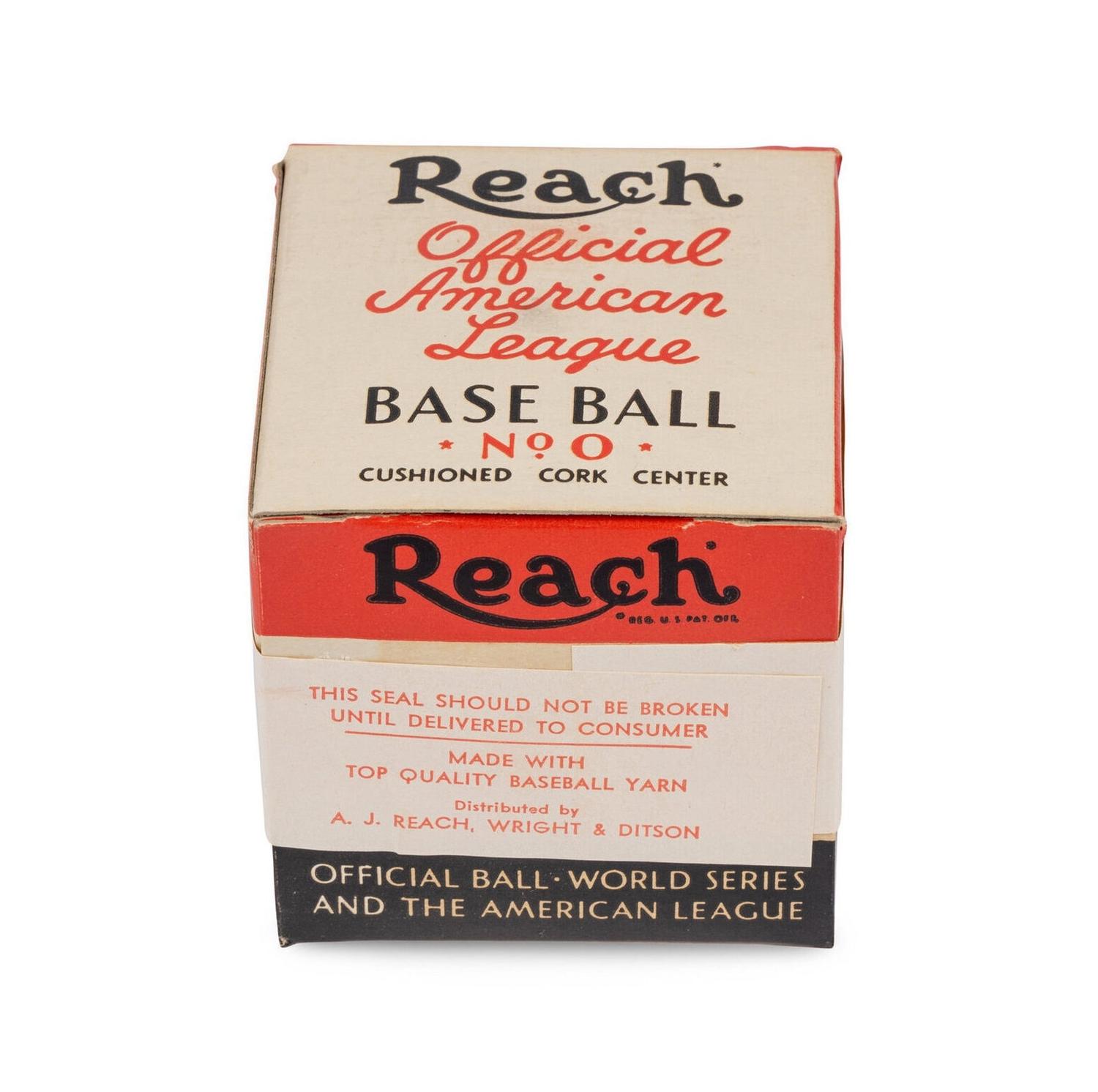 An Original, Unused 1940s Reach Official American League Baseball in Sealed Box