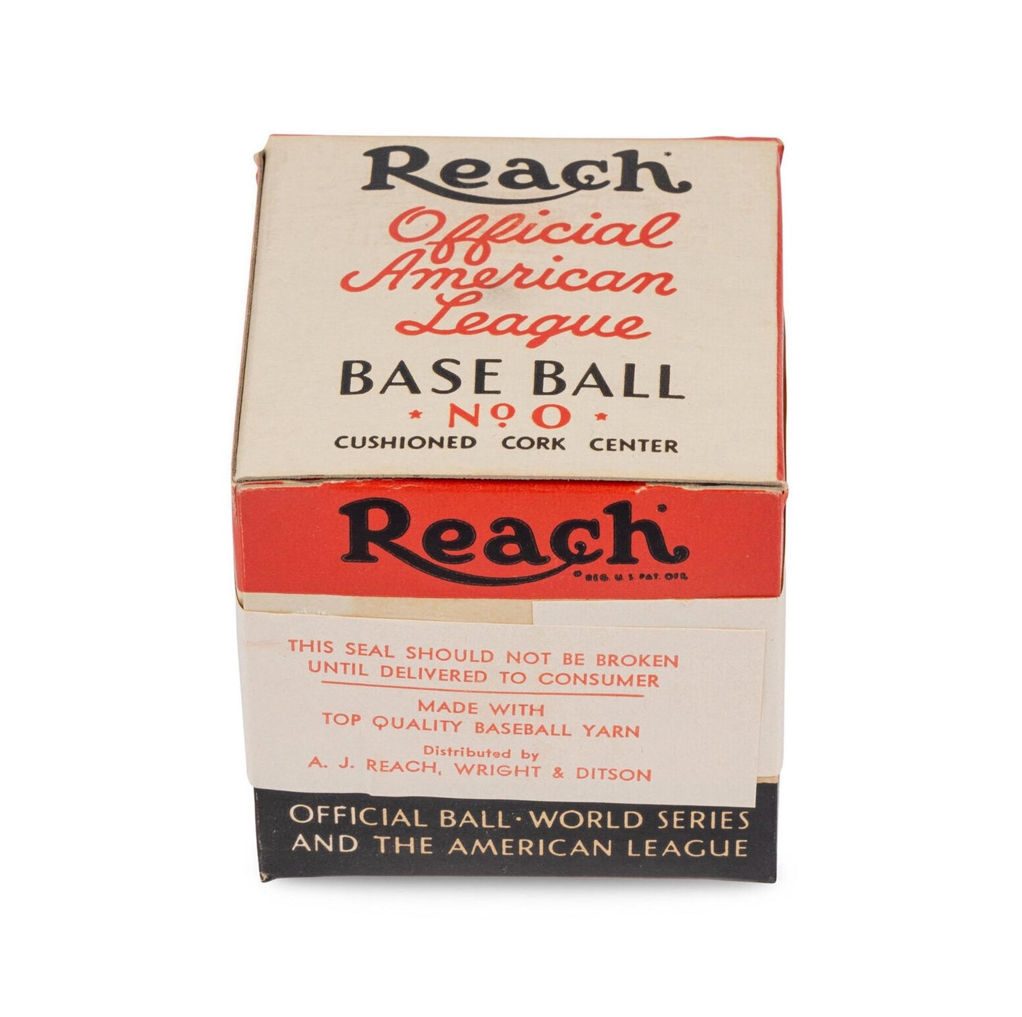 An Original, Unused 1940s Reach Official American League Baseball in Sealed Box