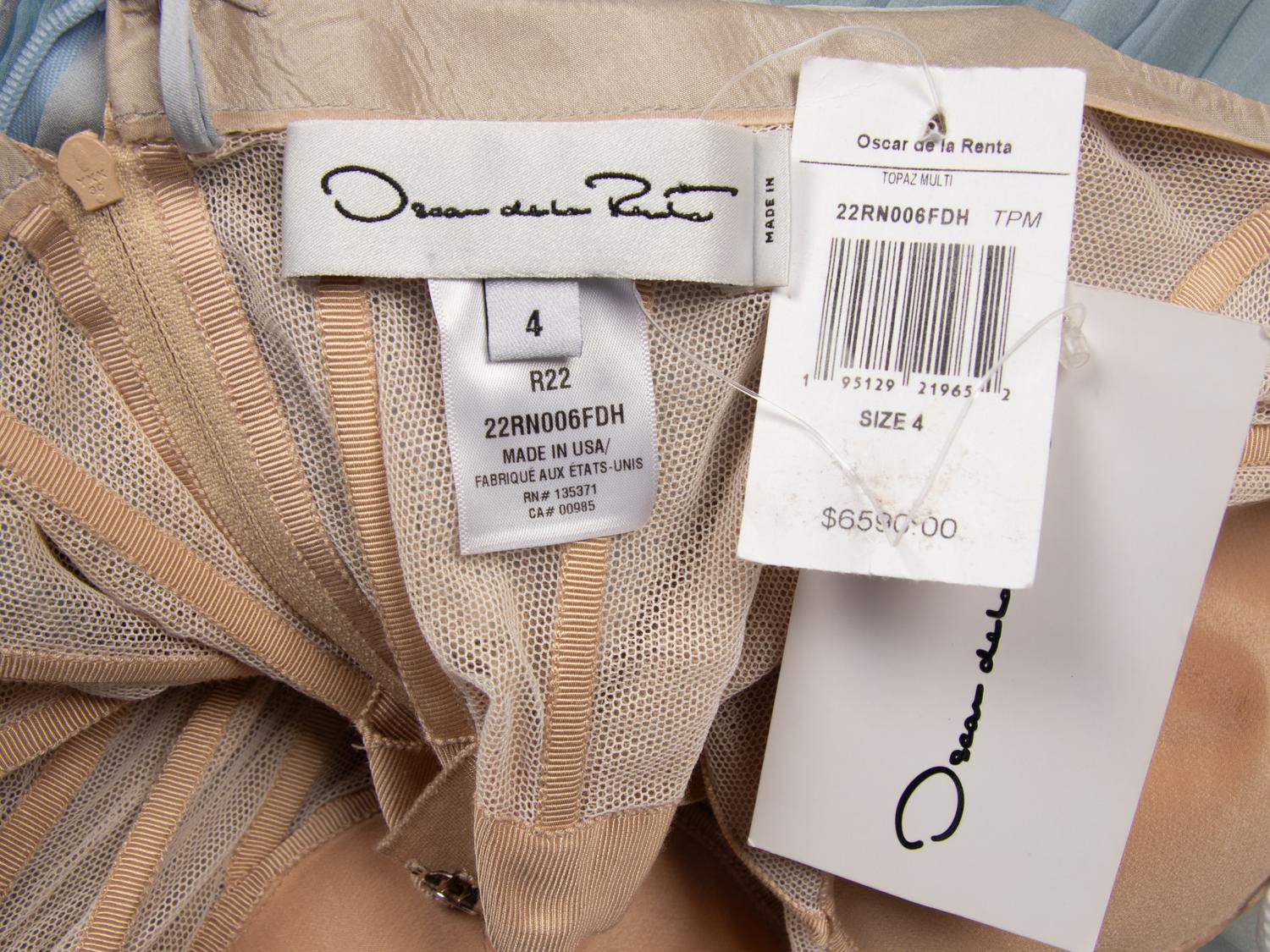 Oscar de la Renta, Printed Strapless Chiffon Gown