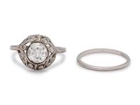 A Platinum and Diamond Ring Set,
