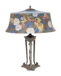 Reverse Painted Birds of Paradise Lamp