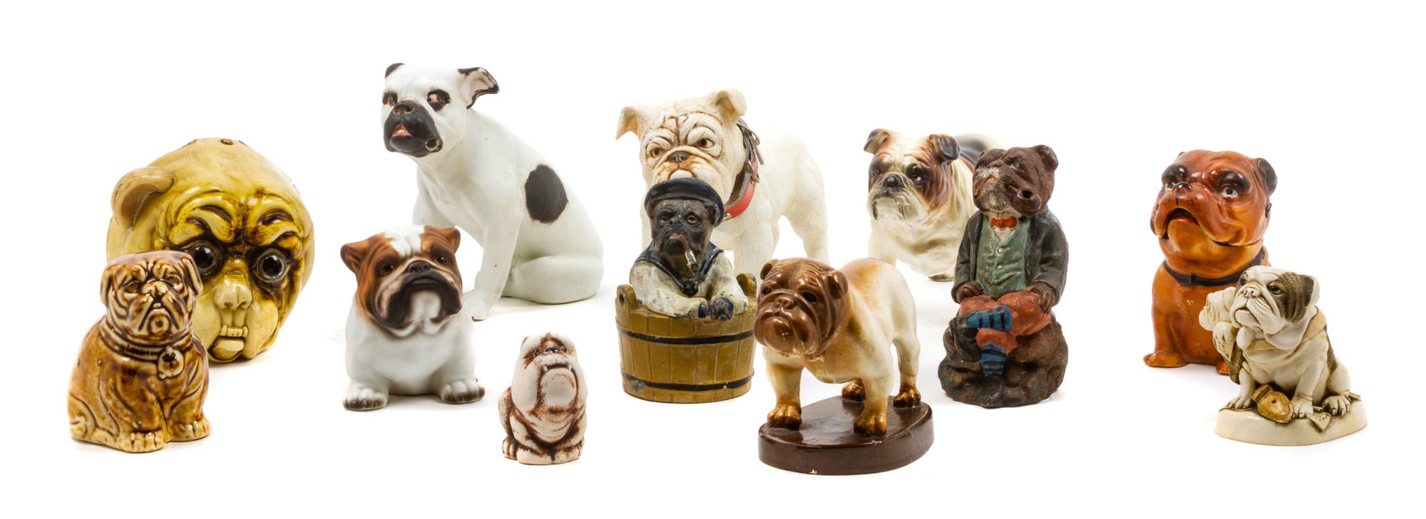 A Group of Twelve Bulldog Figures Width of widest 7 inches.