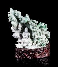 A Chinese Light Lavender and Celadon Jadeite Figural Group