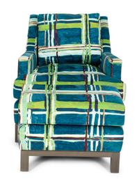 A Berman Rosetti Contemporary Lounge Chair and Matching Ottoman