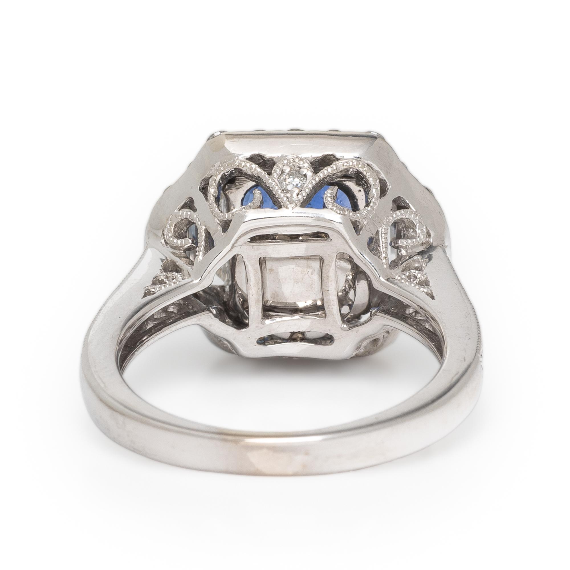Ceylon Sapphire, Diamond, and White Gold Ring