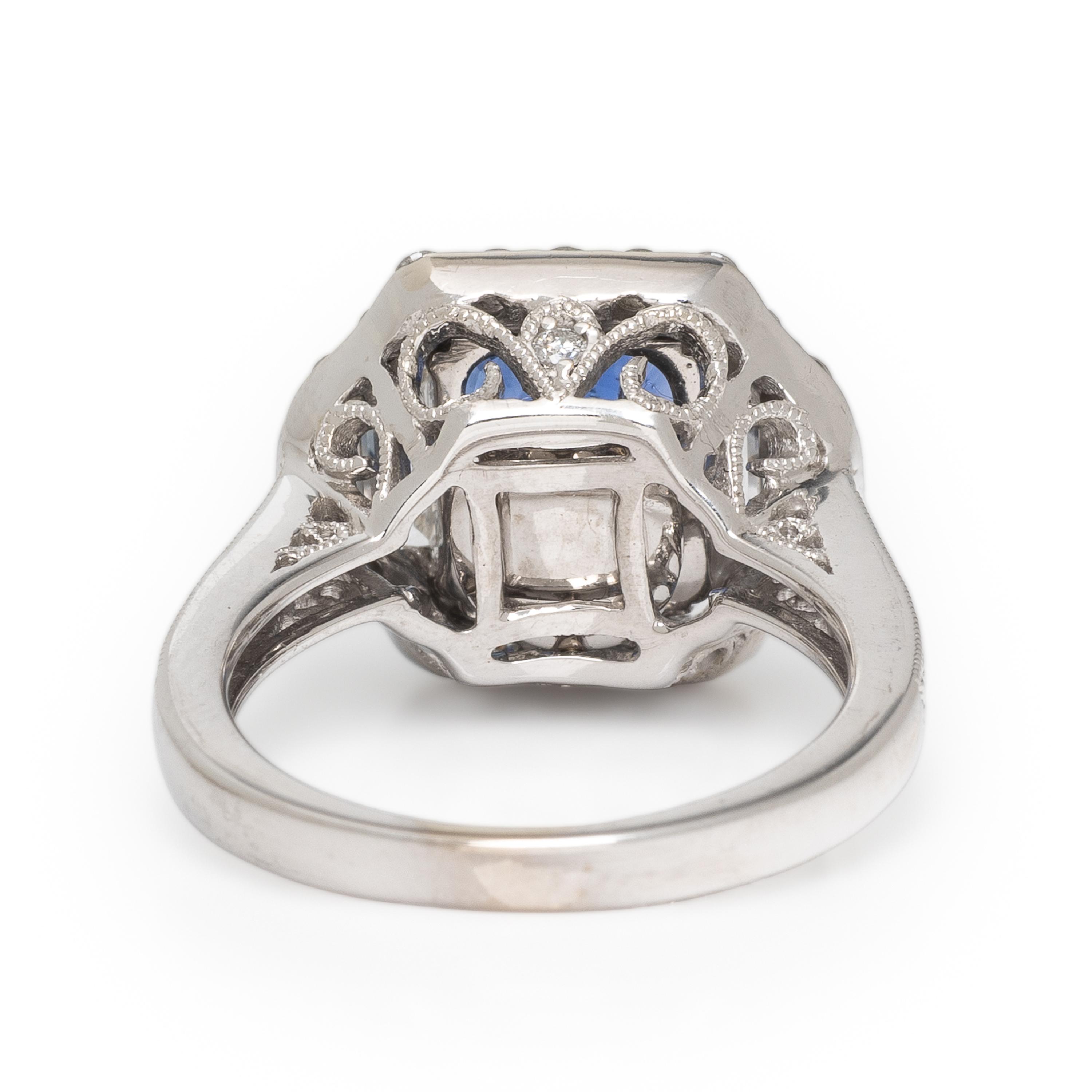 Ceylon Sapphire, Diamond, and White Gold Ring
