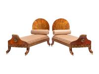 A Pair of Neoclassical Style Painted and Parcel Gilt Daybeds