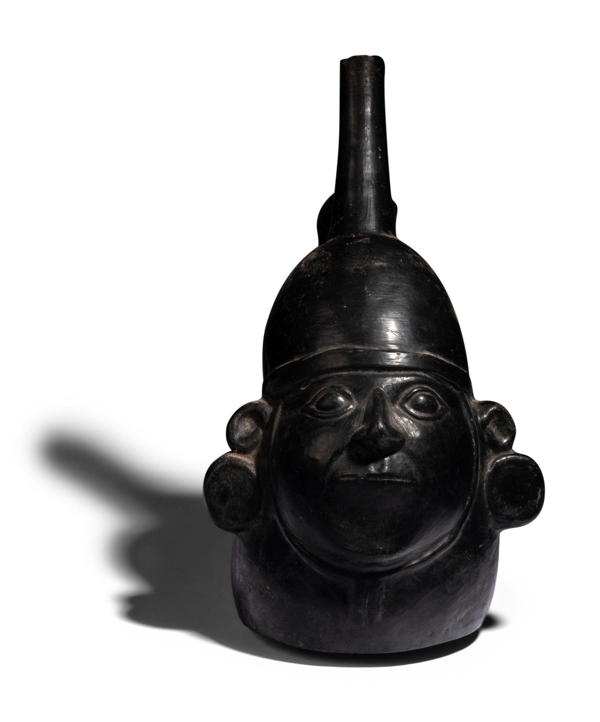 A Chimu Blackware Portrait Vessel