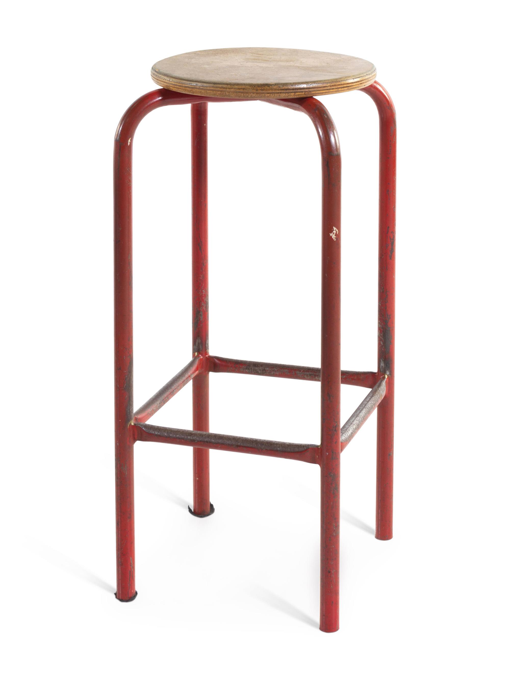 A Set of Four Painted Metal Stools