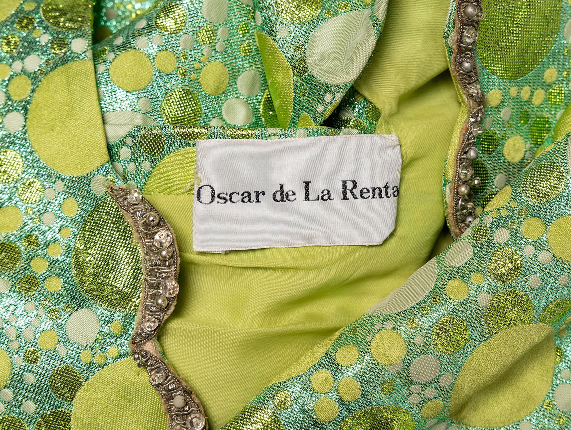 Oscar de la Renta, Green Metallic Jacquard Gown, 1969