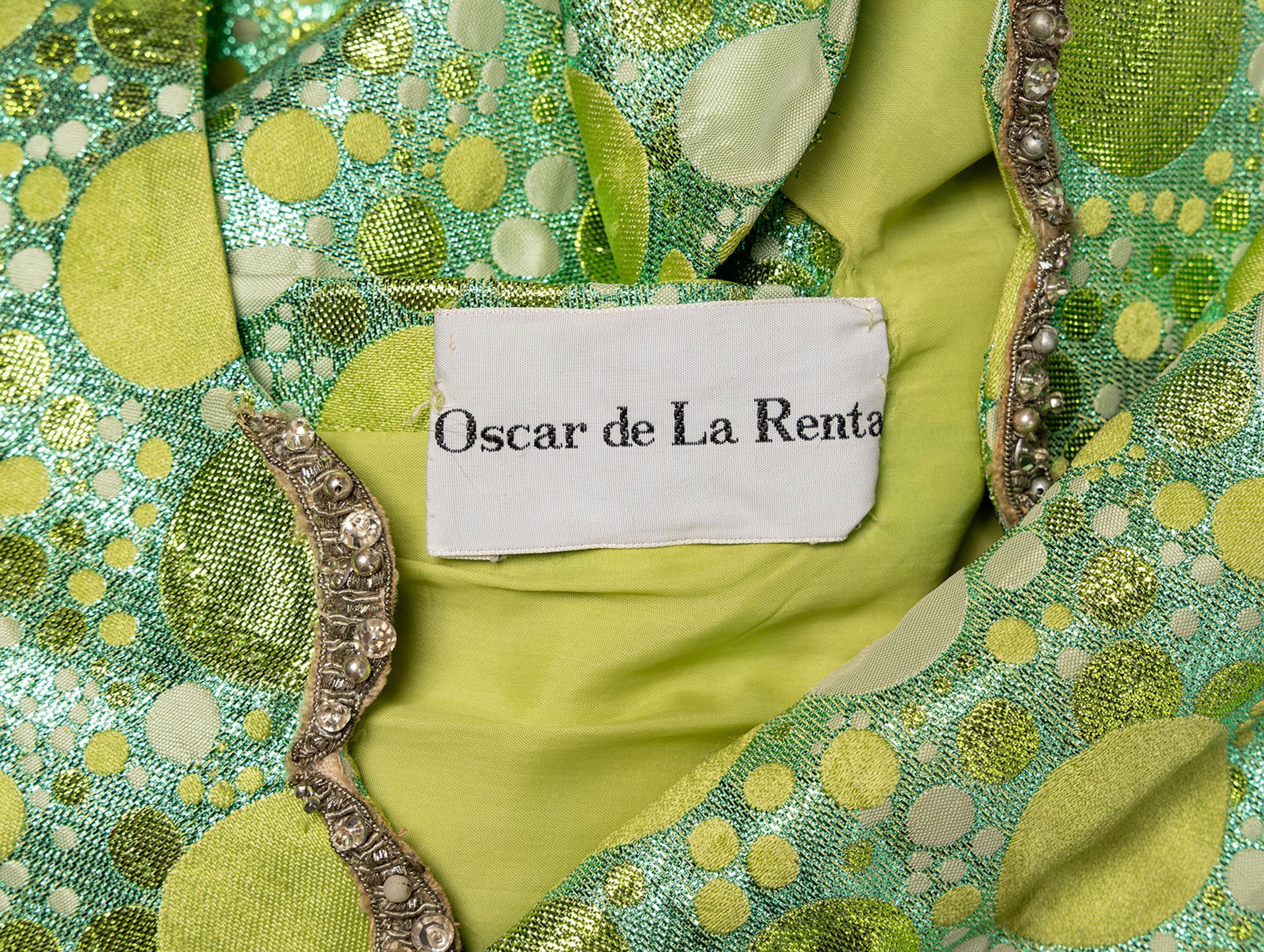 Oscar de la Renta, Green Metallic Jacquard Gown, 1969