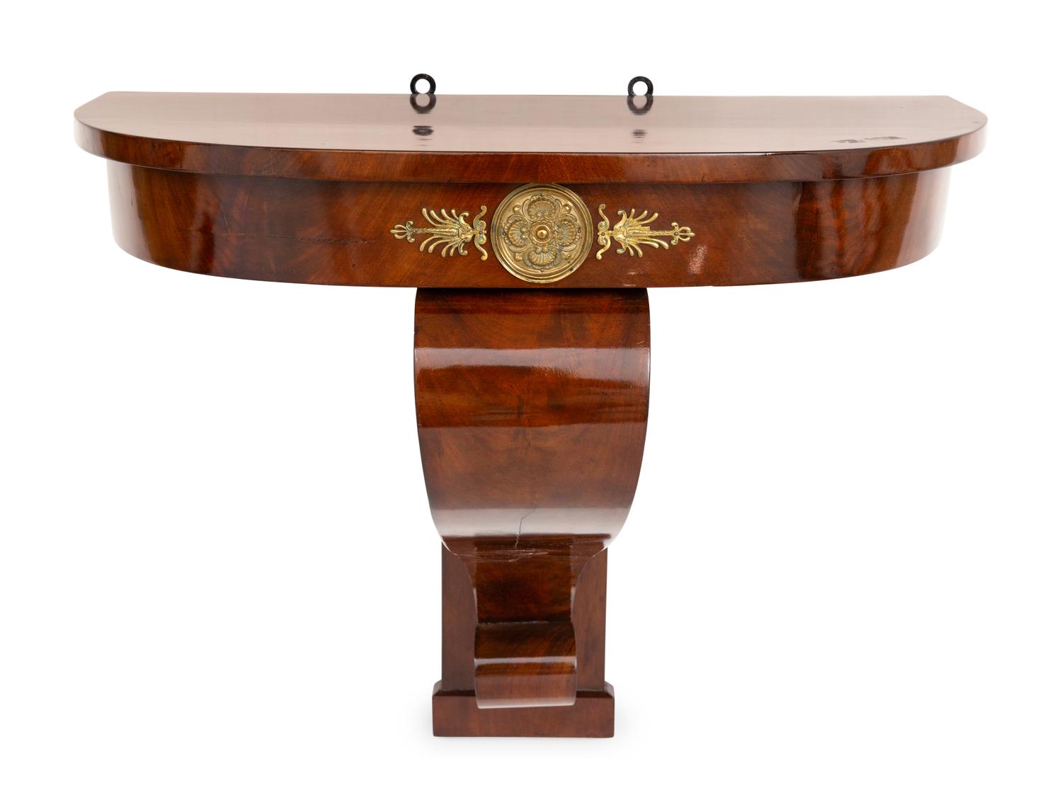 An Empire Style Gilt-Bronze Mounted Mahogany Console d'Applique and Mirror