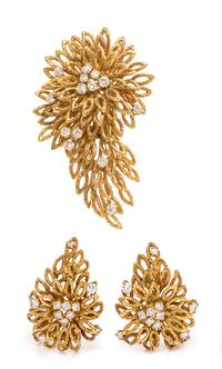 A Yellow Gold and Diamond Demi Parure, Kutchinsky, Circa 1964, 28.70 dwts.