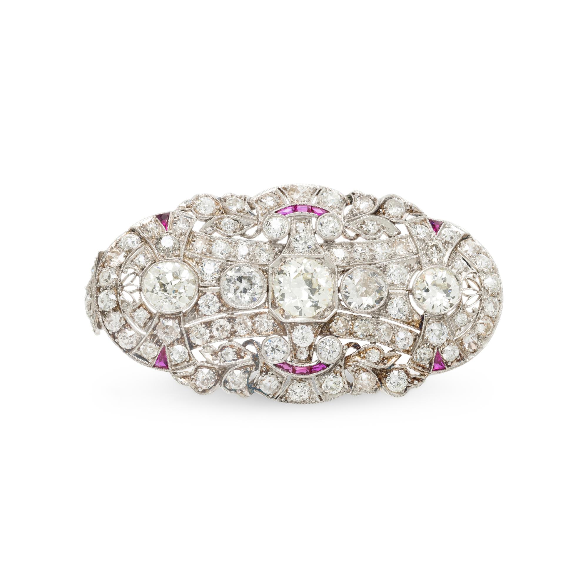ART DECO, DIAMOND PENDANT BROOCH