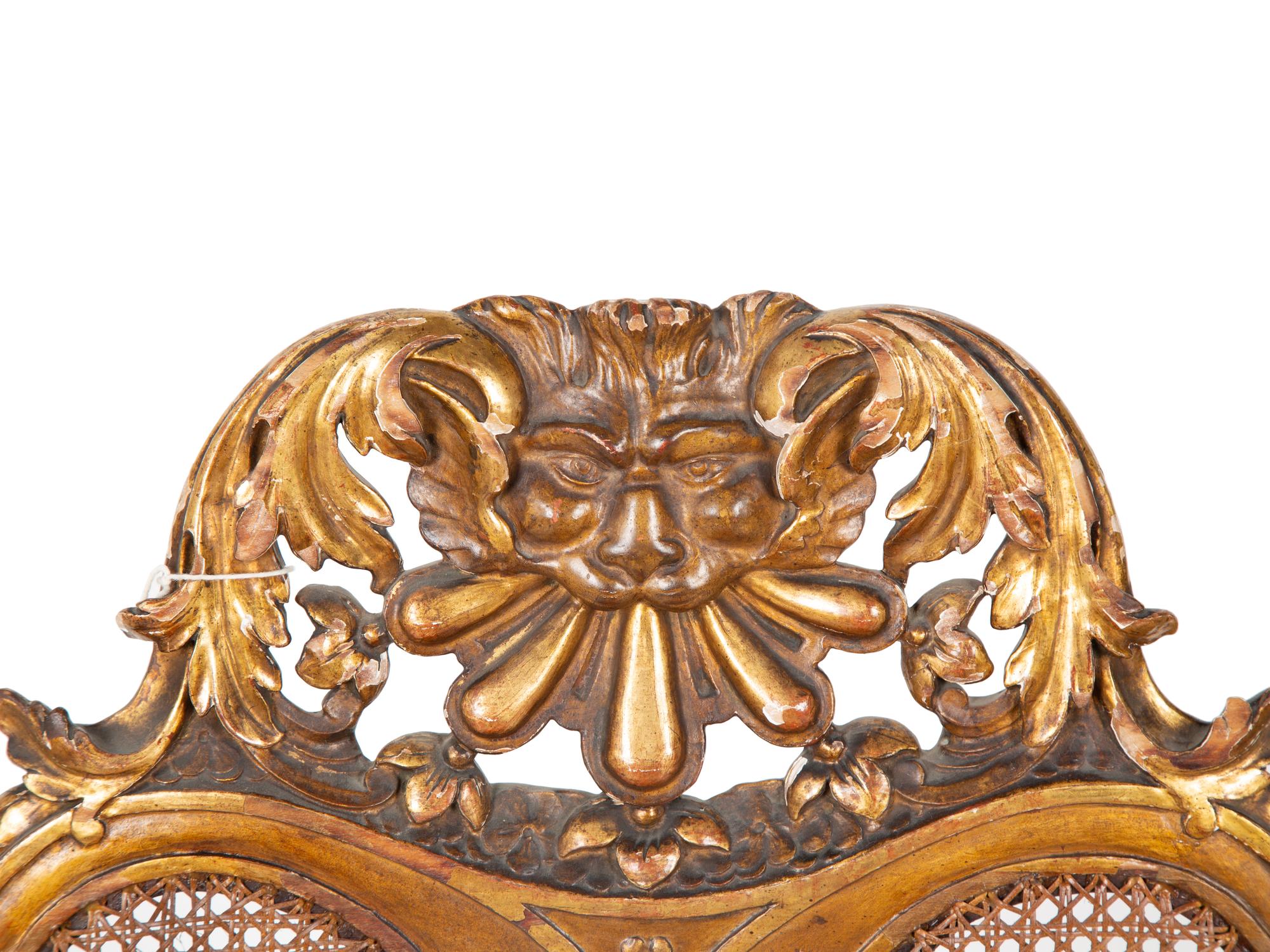 A Queen Anne Style Parcel Gilt Carved Walnut Side Chair — 19TH CENTURY