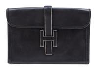 An Hermes Black Jige Elan 29 Swift Clutch, 11.5" x 6"x 1.5".