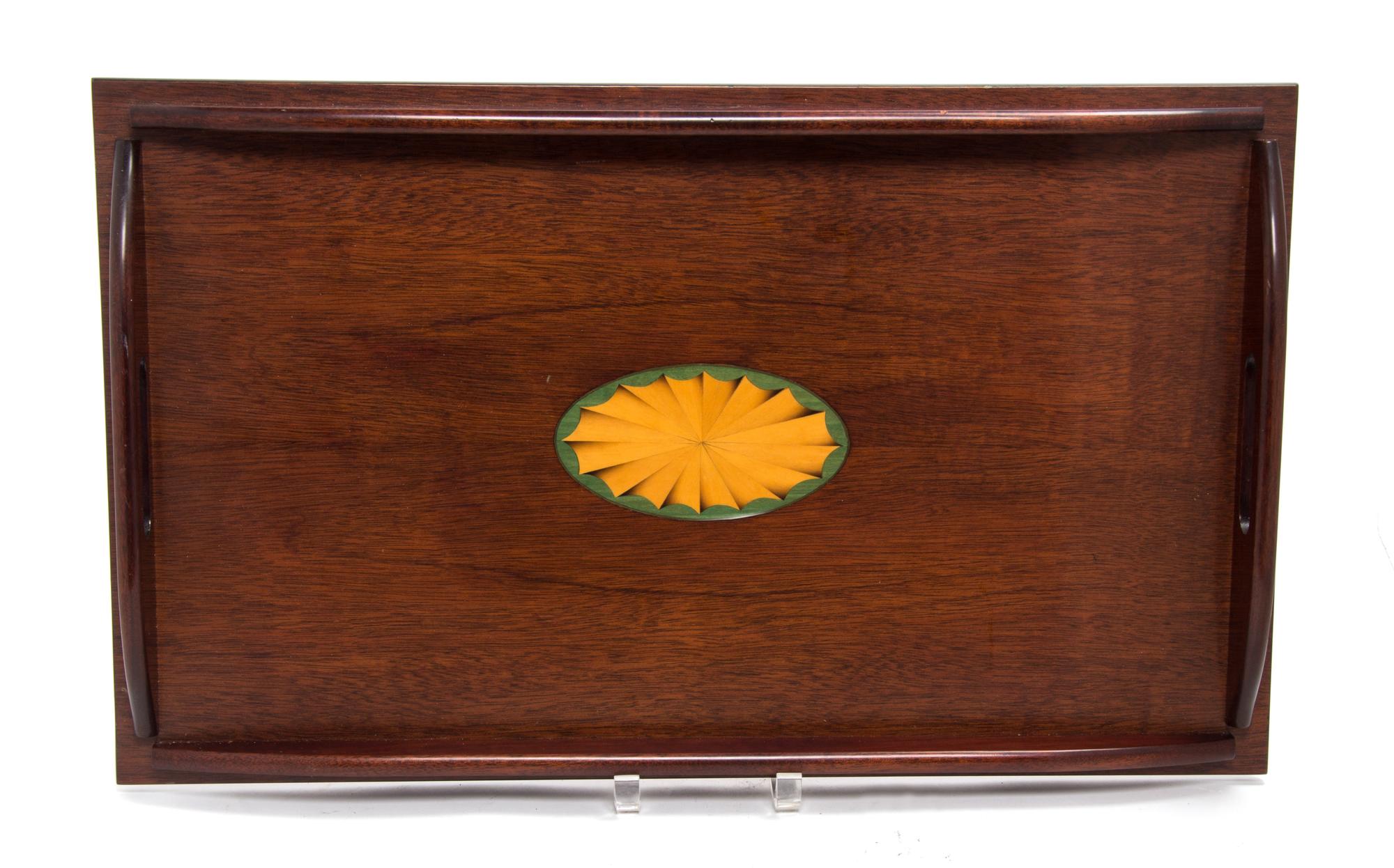 Three Serving Trays Length of largest 23 1/2 inches.