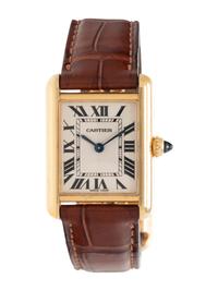 CARTIER, REF. 2442 18K YELLOW GOLD 'TANK' WRISTWATCH
