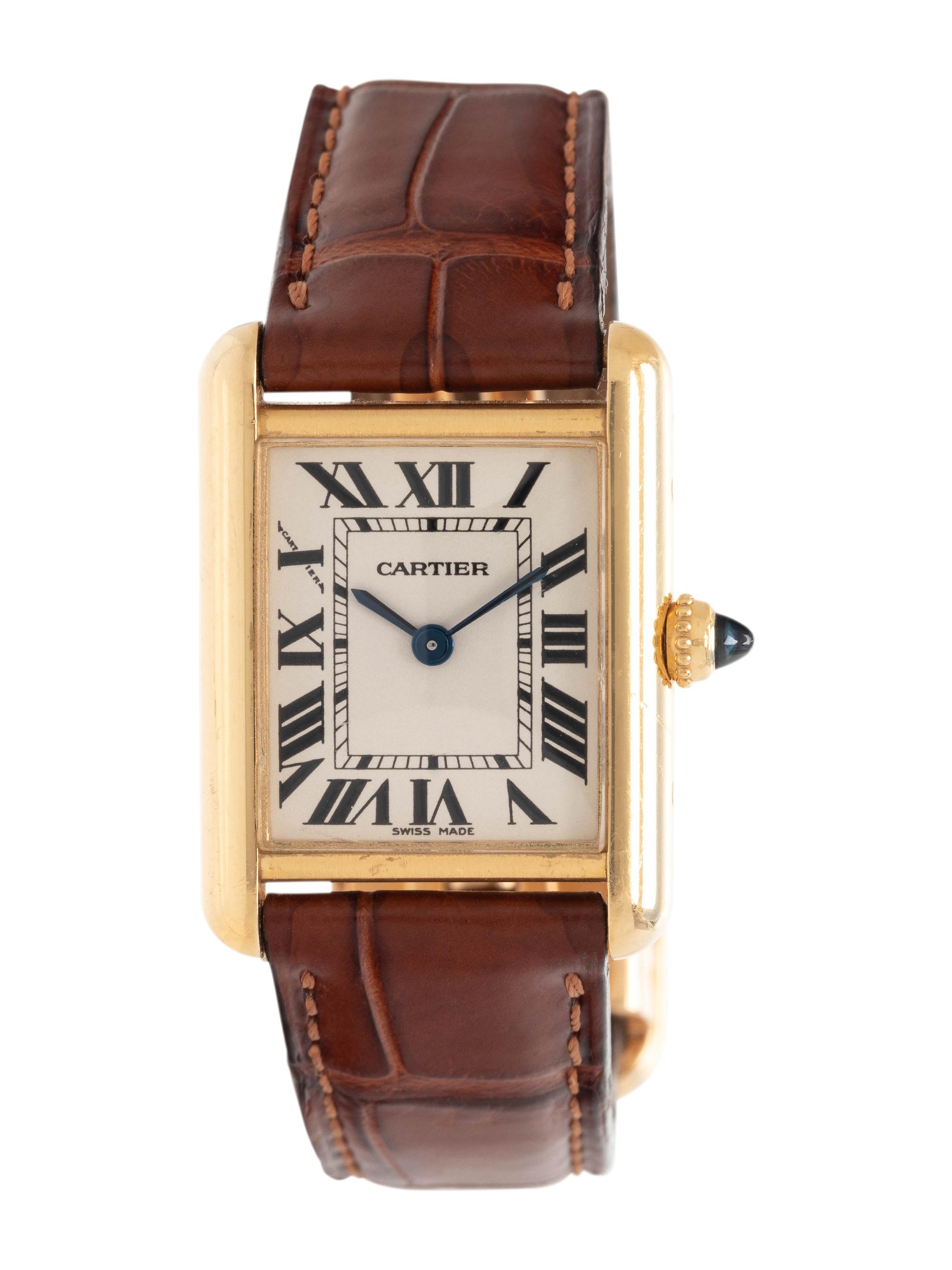 CARTIER, REF. 2442 18K YELLOW GOLD 'TANK' WRISTWATCH