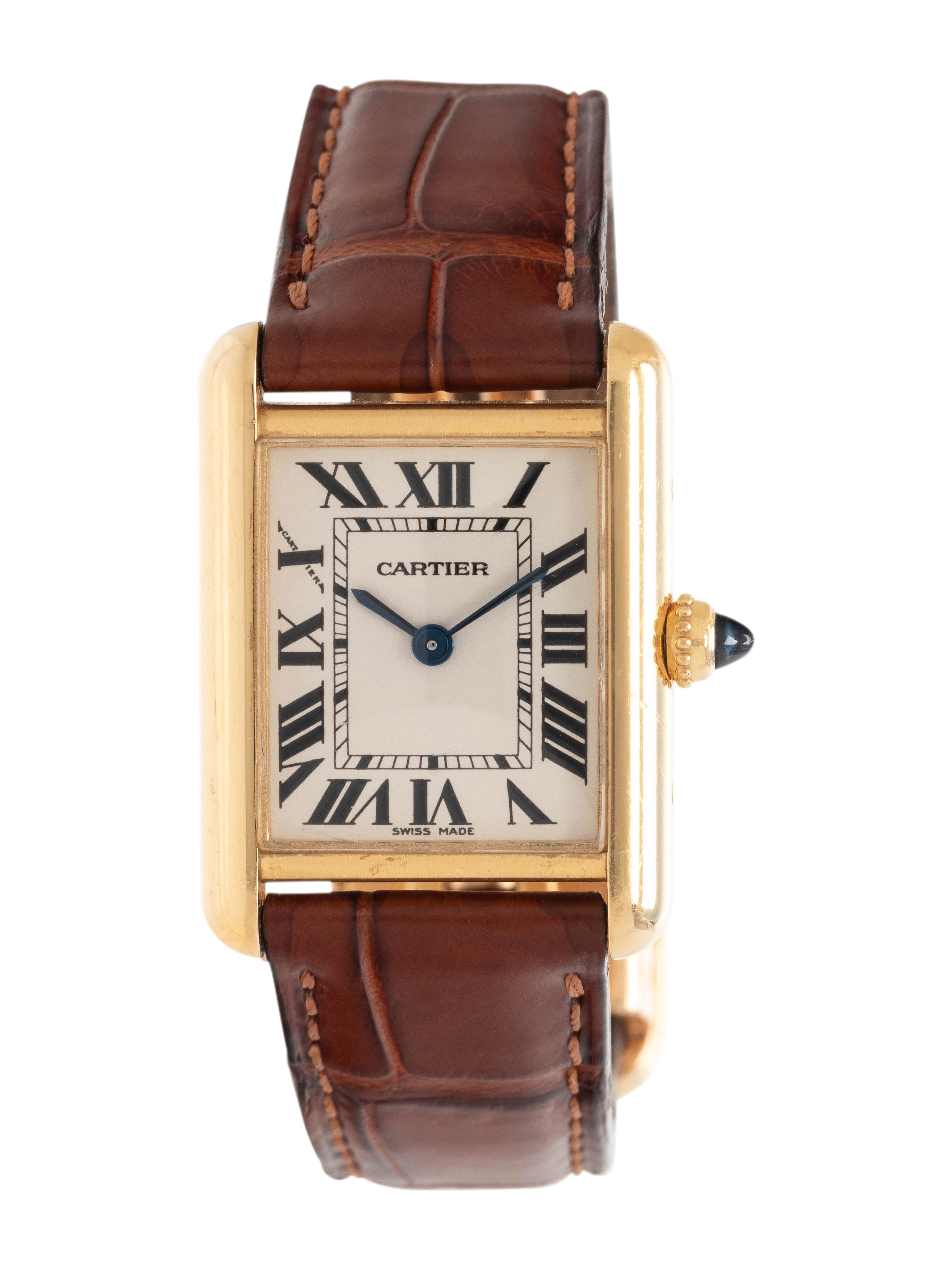 CARTIER, REF. 2442 18K YELLOW GOLD 'TANK' WRISTWATCH
