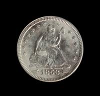 A United States 1853 Seated Liberty Quarter-Dollar Coin