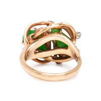 JADE, DIAMOND, AND GOLD EARRINGS AND RING