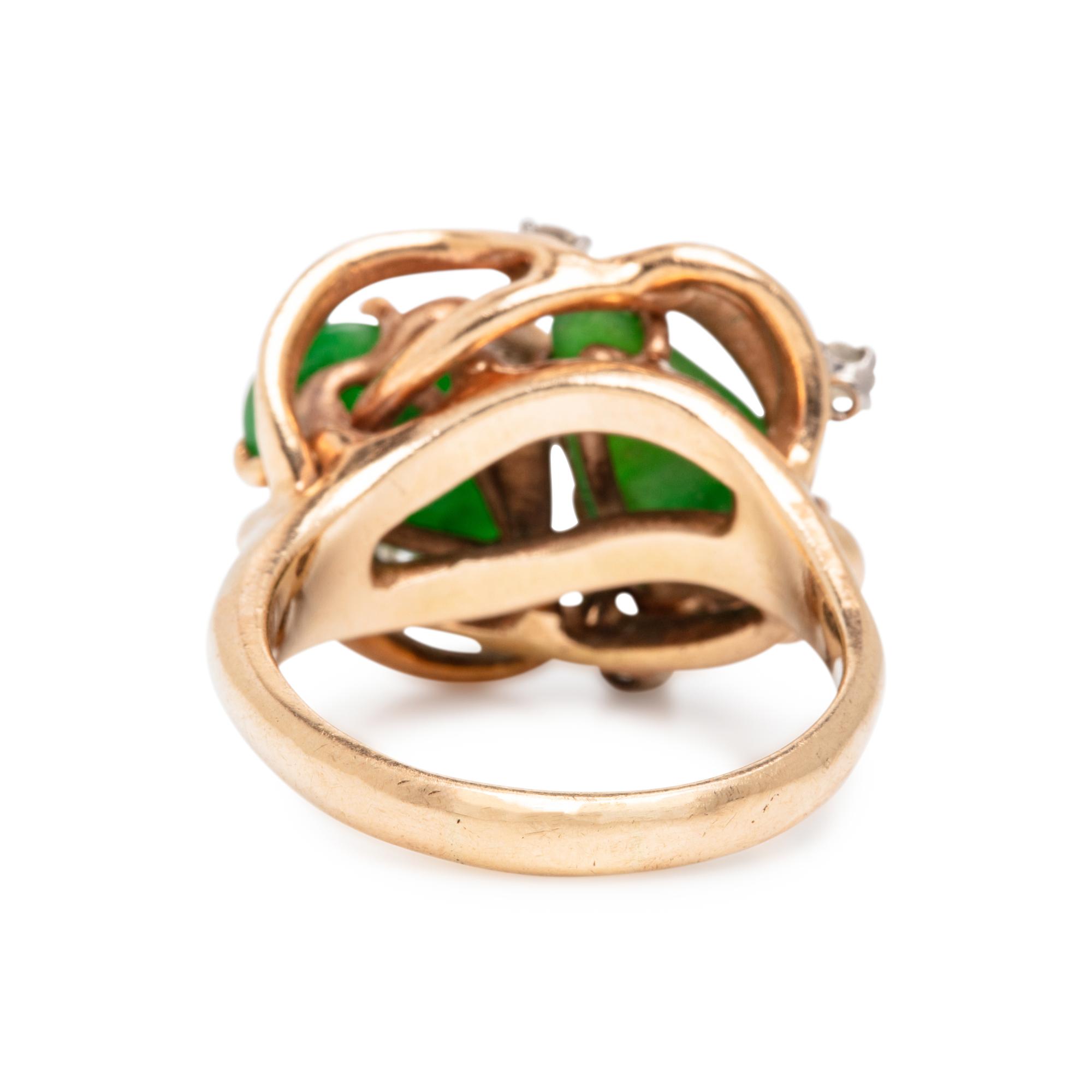 JADE, DIAMOND, AND GOLD EARRINGS AND RING