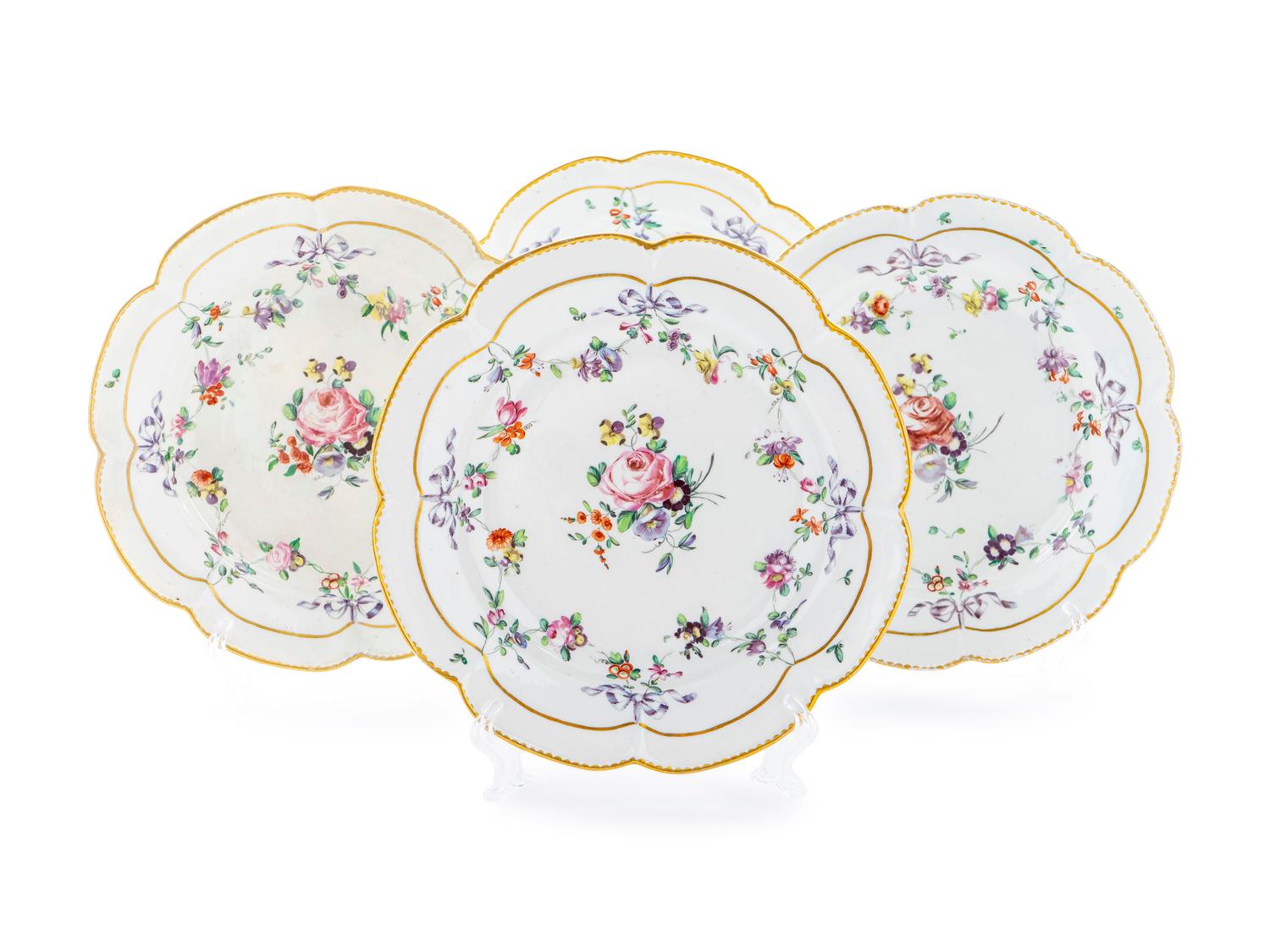 Four Bristol Porcelain Plates — C. 1760