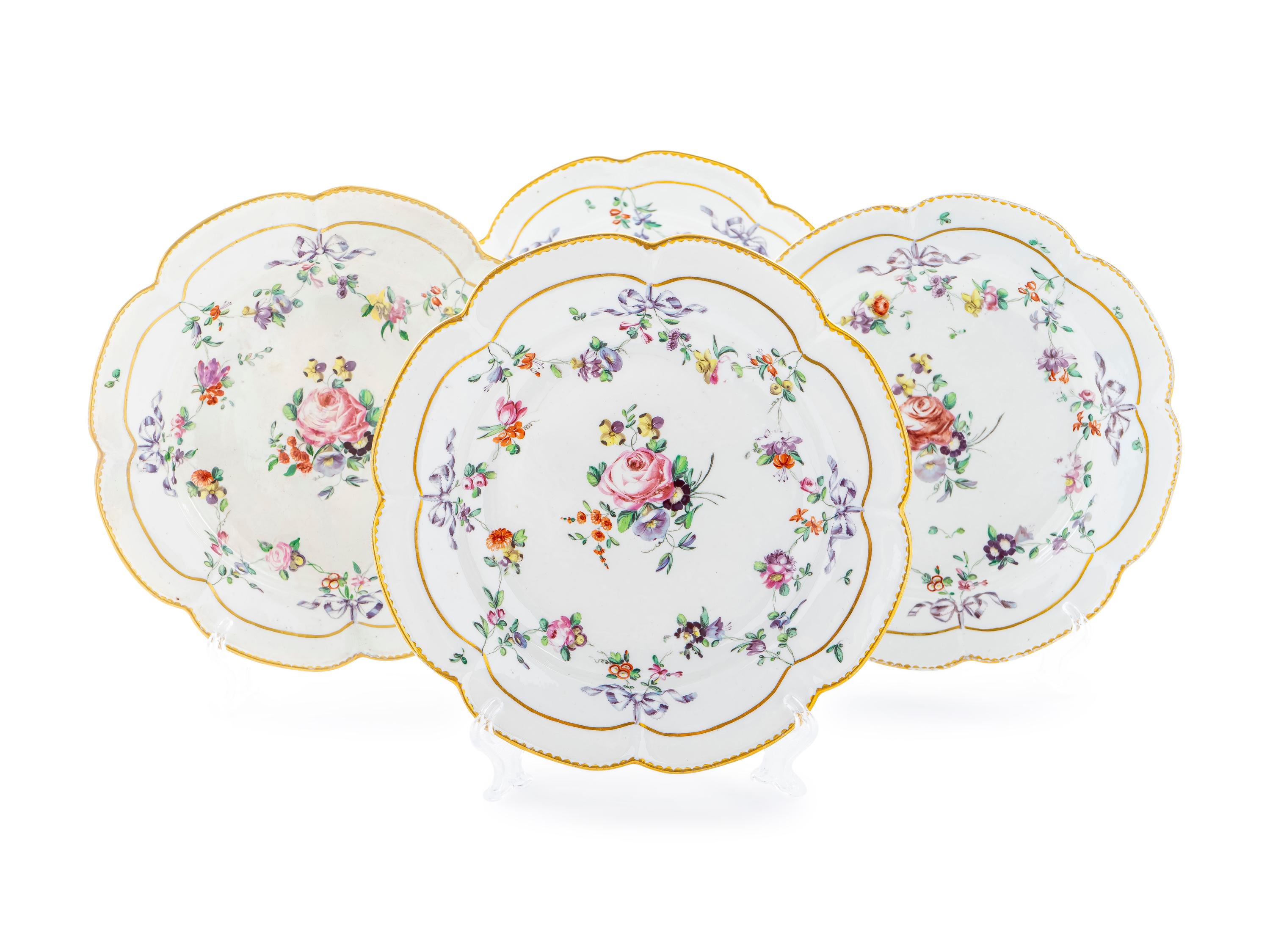 Four Bristol Porcelain Plates — C. 1760