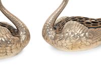 A Pair of American Silver Swan Table Ornaments