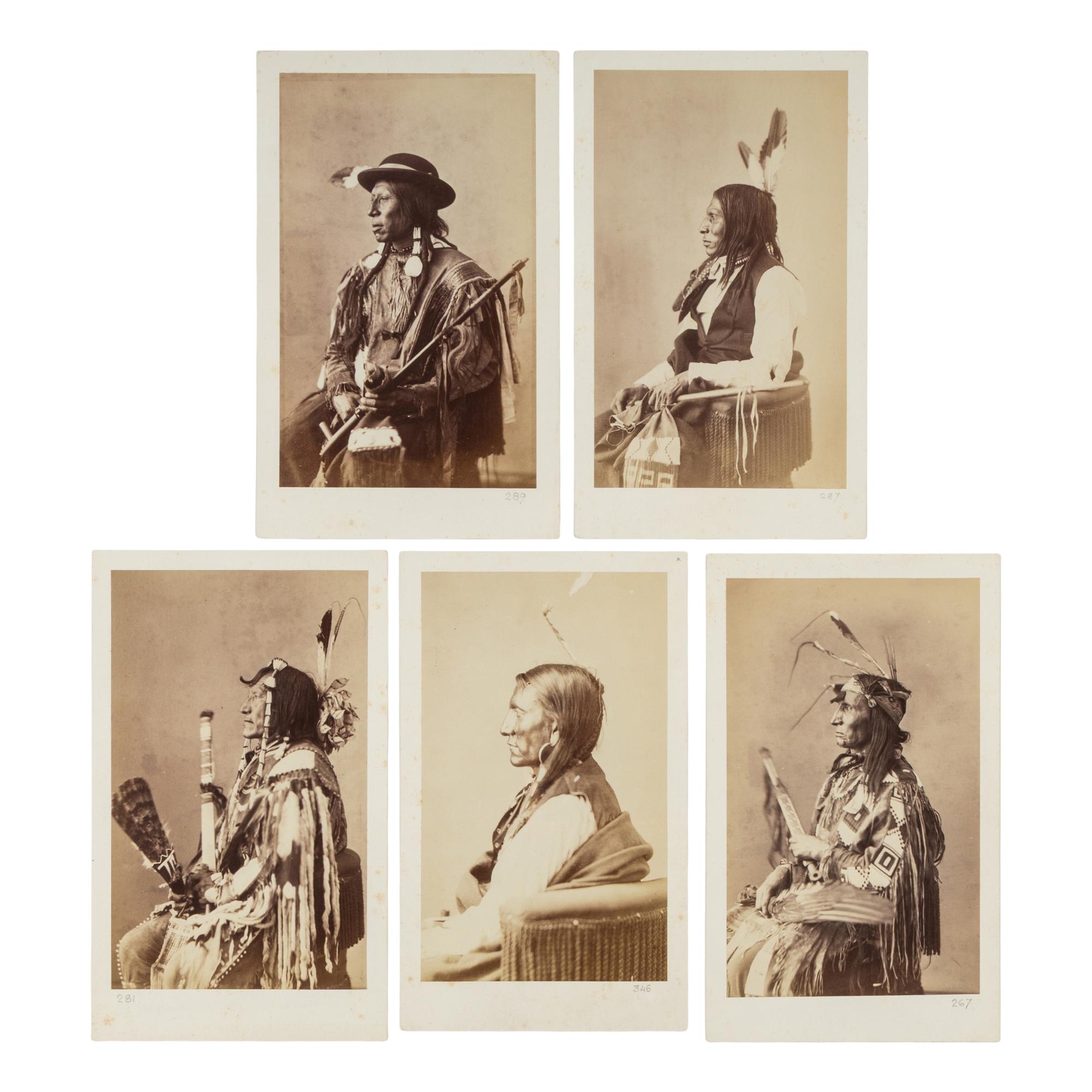 Photographs of Identified Sioux, including Skin of the Heart and Two Bears, ca 1872