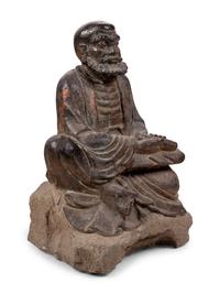 A Chinese Carved Stone Seated Figure